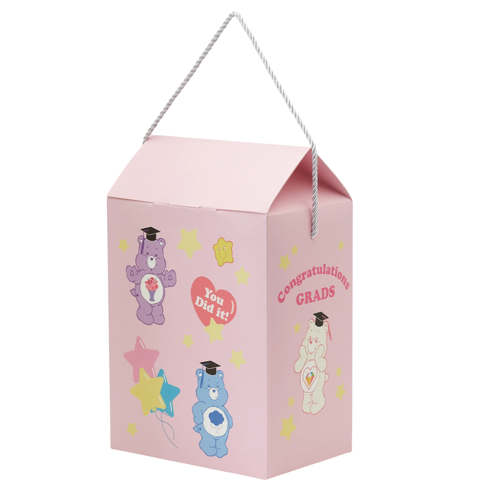 GraceGift CareBears聯名 樂觀小熊 畢業祝福小熊吊飾禮盒 附贈手機墊片 粉紅