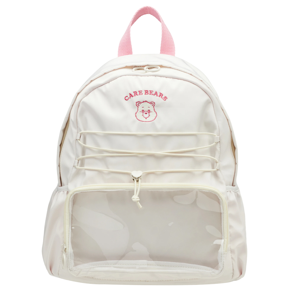 Care Bears-鑽石小熊機能抽繩尼龍曬娃後背包 米白