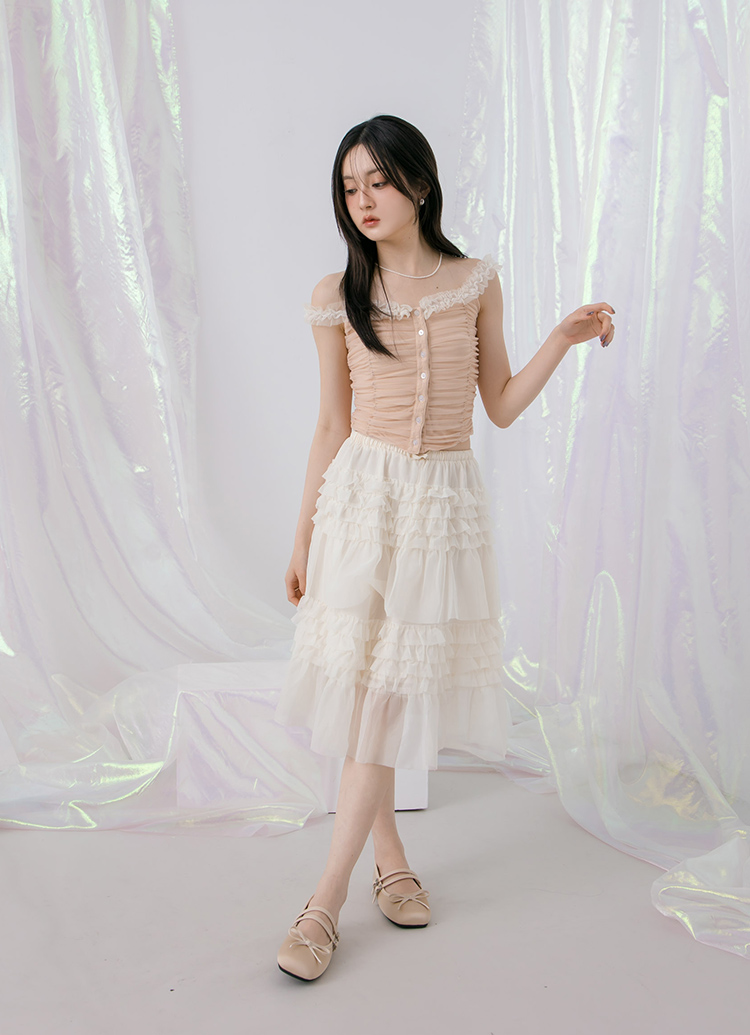 GraceGift平價女鞋 時尚秀場 方圓頭 芭蕾女伶方頭雙帶平底瑪莉珍 深杏色