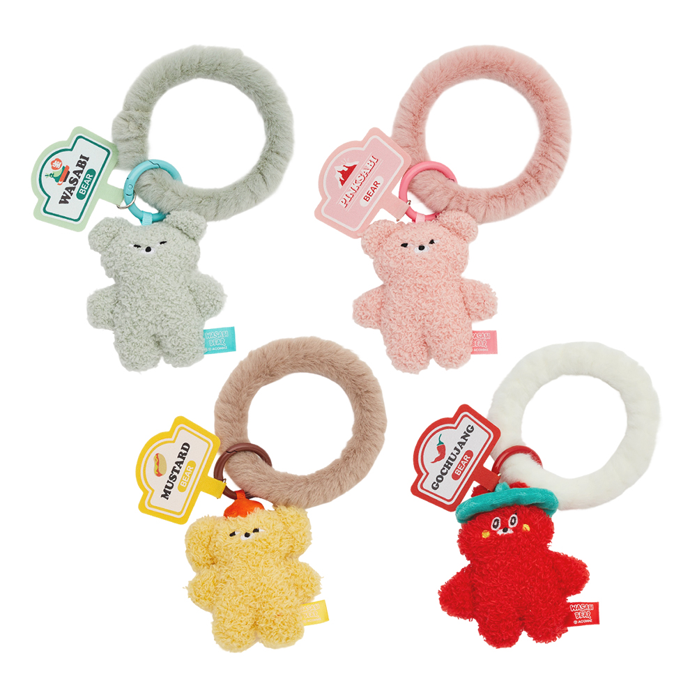 GraceGift Wasabi Bear聯名 粉芥末熊 絨毛手機掛環 紅色