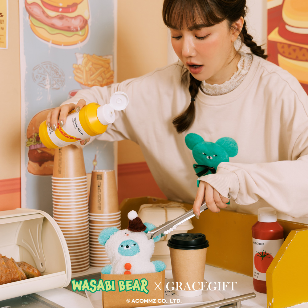 GraceGift Wasabi Bear聯名 冬裝派對毛絨玩偶吊飾鑰匙圈 盲盒