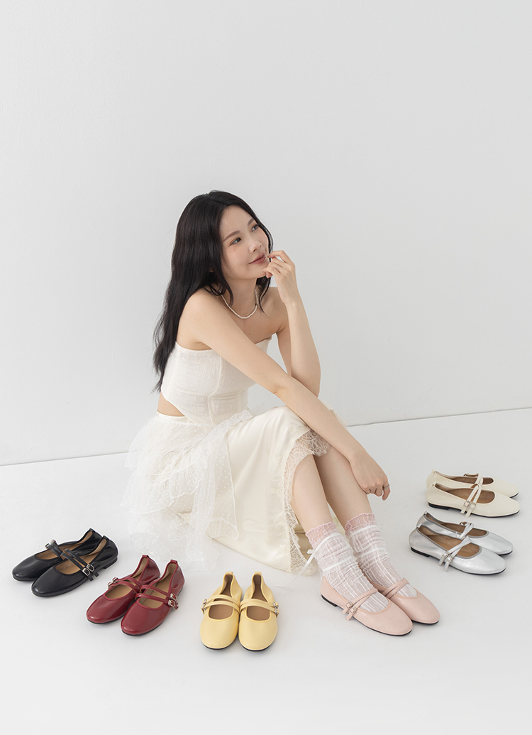 GraceGift平價女鞋 時尚秀場 圓頭 奶油雲朵極軟加厚乳膠芭蕾瑪莉珍鞋 粉色