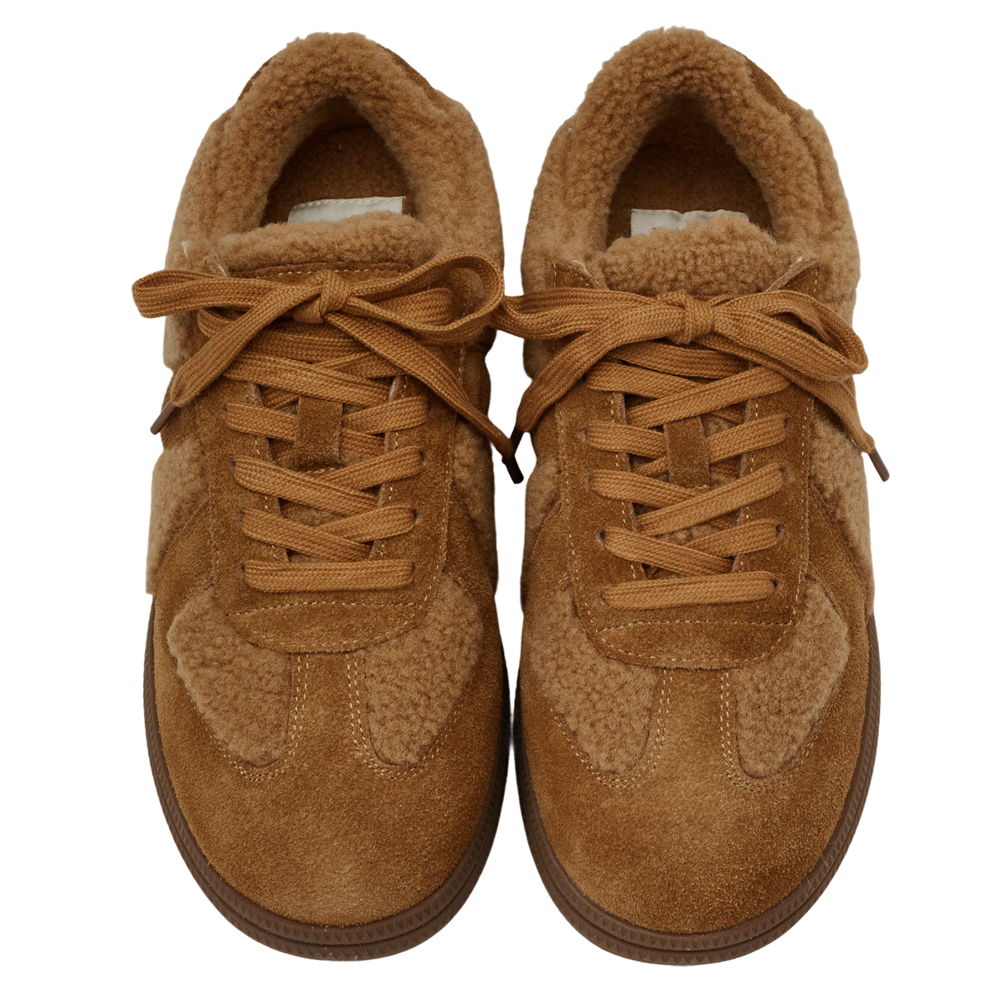 泰迪冬絨毛毛厚底德訓鞋 棕