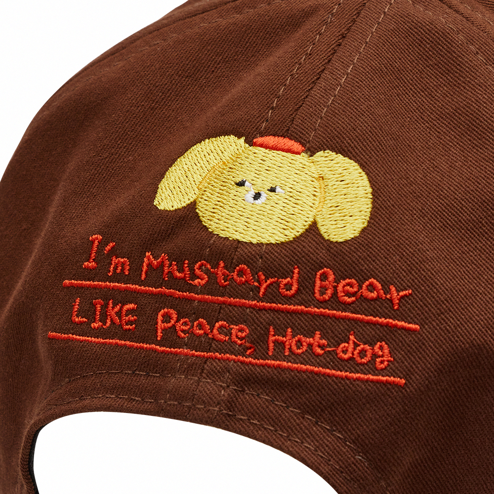 GraceGift Wasabi Bear聯名 黃芥末熊 拉繩調節電繡棒球帽 咖色