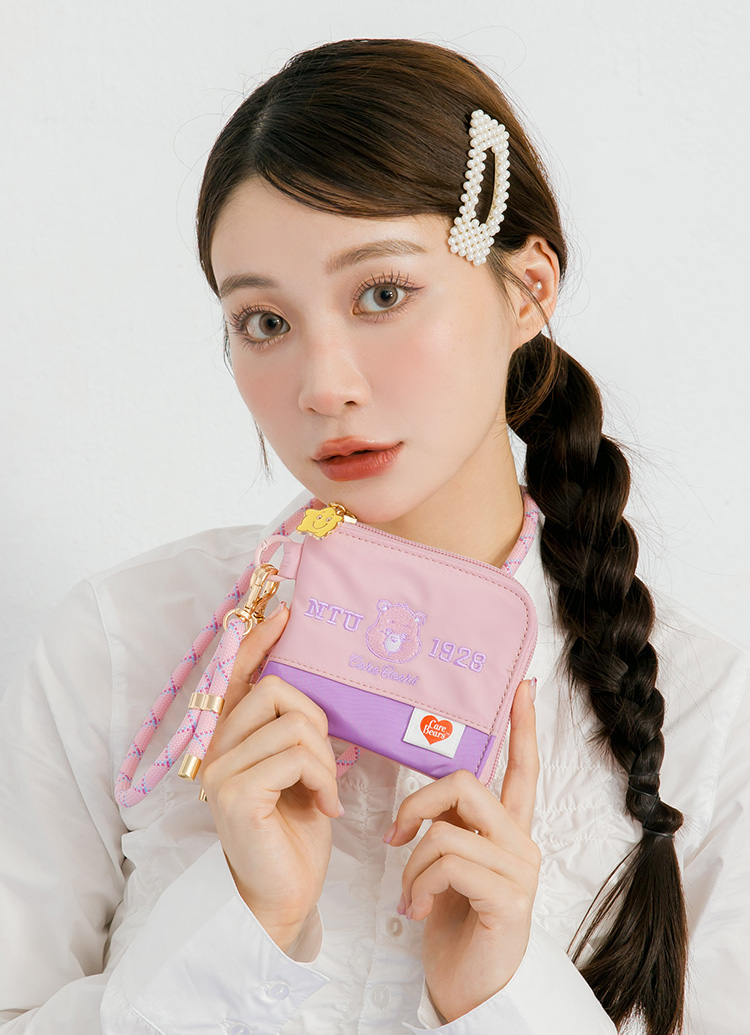 GraceGift Care Bears聯名 NTU 許願小熊 收納零錢包 淺綠色 實拍圖