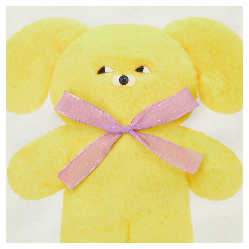 GraceGift Wasabi Bear聯名 黃芥末熊 立體蝴蝶結印花日常帆布包 粉色 實拍圖