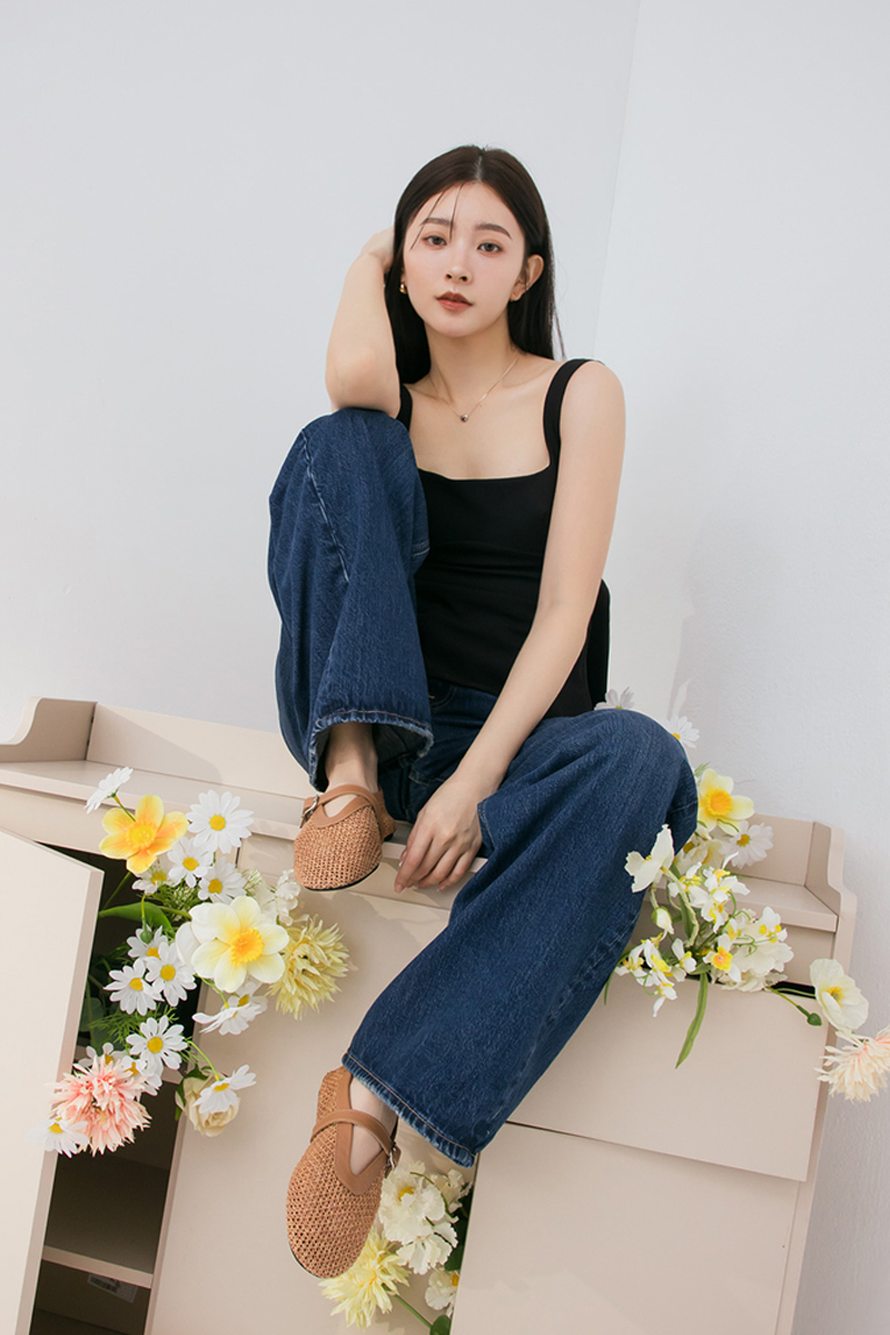 法式時髦簍空編織瑪莉珍平底鞋