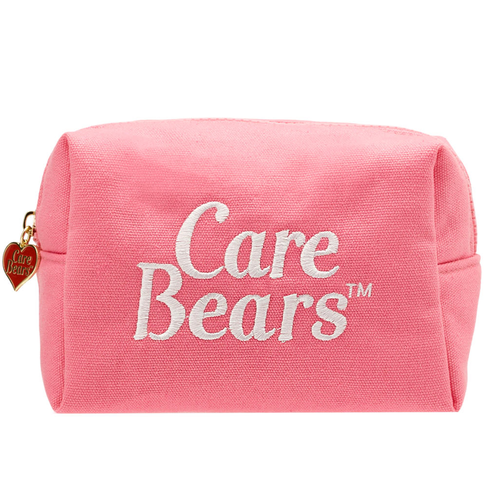 Care Bears-鑽石小熊電繡格紋帆布化妝包 桃紅