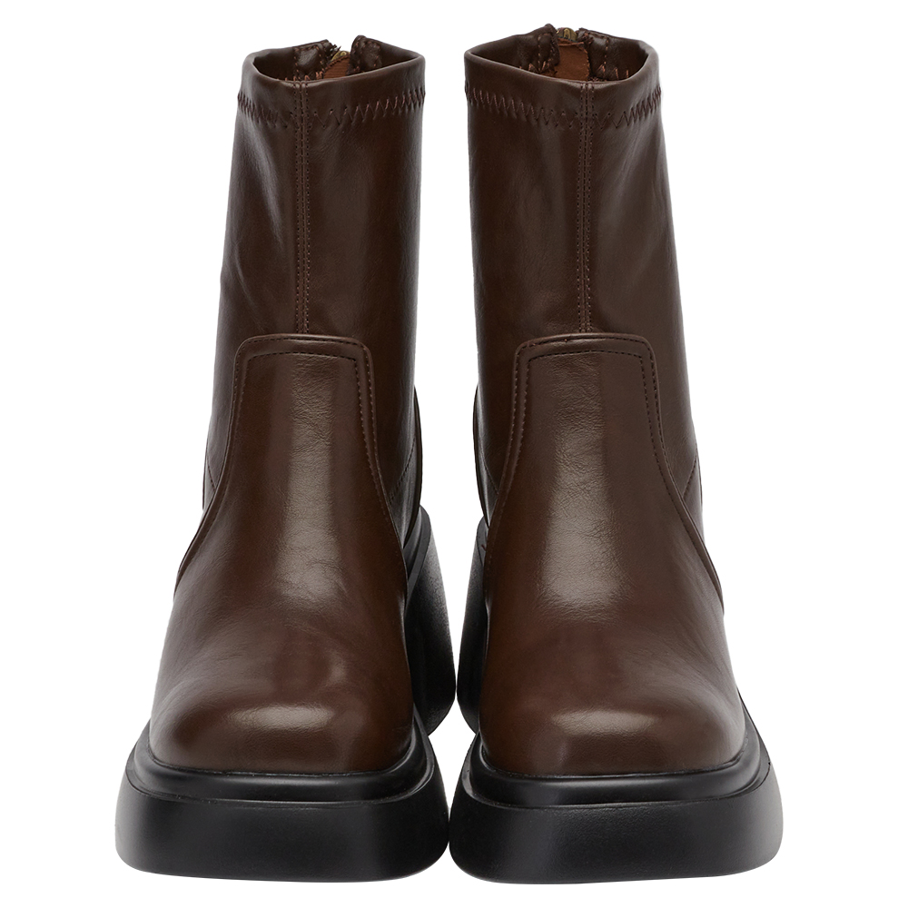 長腿歐膩彈力輕量厚底短靴 咖