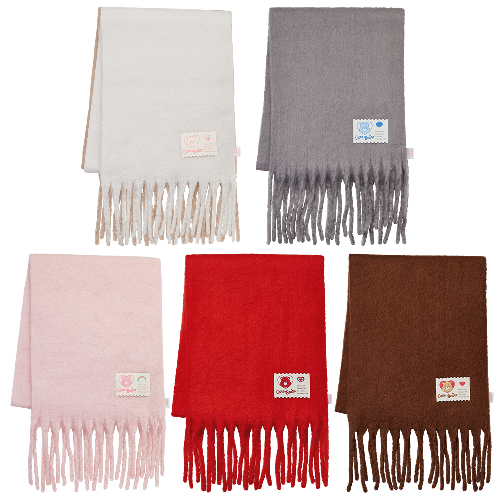 Care Bears-全心全意小熊純色流蘇仿羊絨圍巾 紅