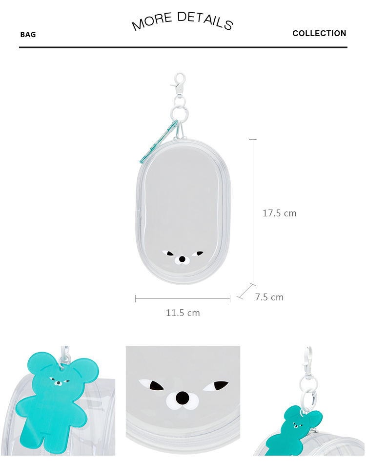 GraceGift Wasabi Bear聯名 芥末熊 吊飾透明外出曬娃包 藍綠色
