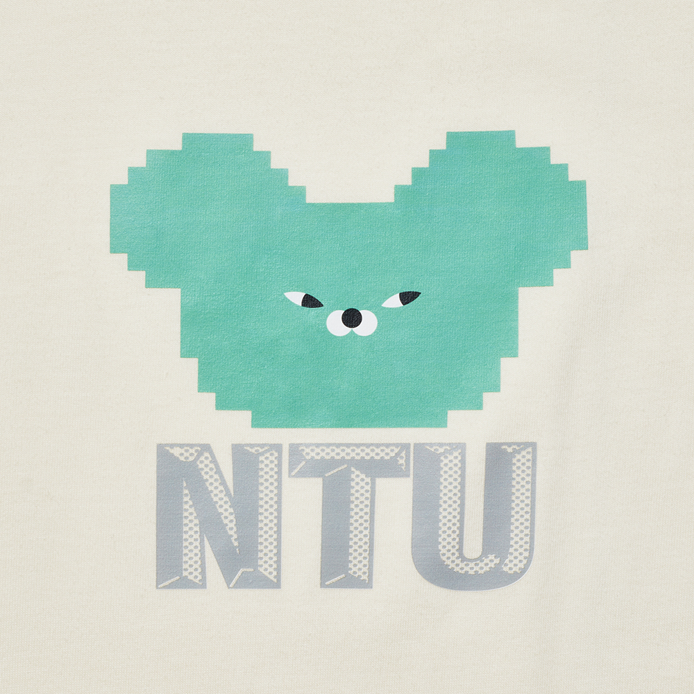 GraceGift Wasabi Bear聯名 Wasabi Bear芥末熊復古像素風印花短袖T恤 米白色