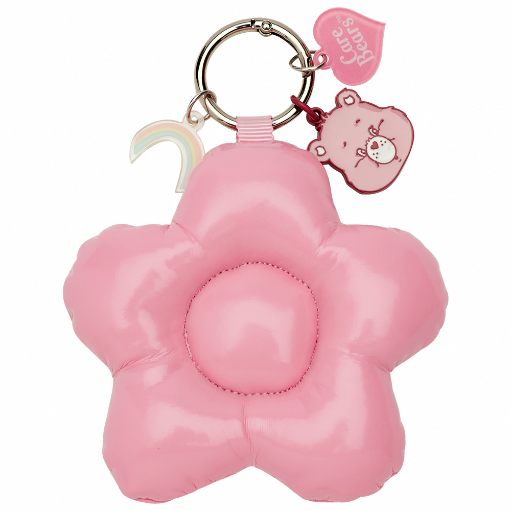 GraceGift CareBears聯名 樂觀小熊 Blossom系列 鋪棉小花鑰匙圈 桃紅