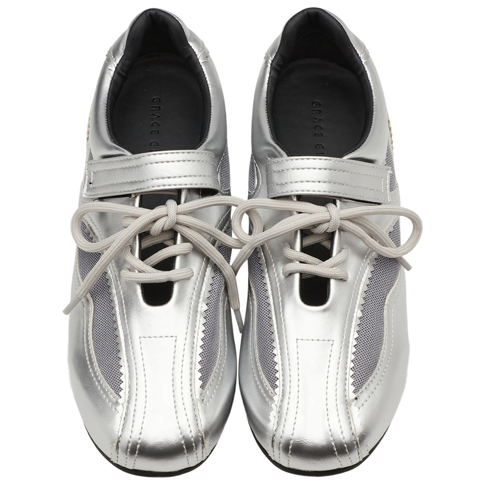 芭蕾少女方頭2WAY綁帶魔鬼氈運動鞋 銀