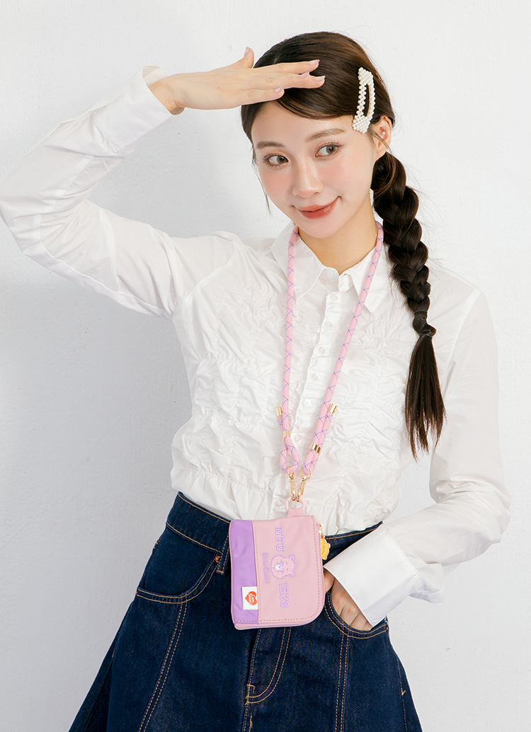 GraceGift Care Bears聯名 NTU 樂觀小熊 收納零錢包 粉紅色 實拍圖