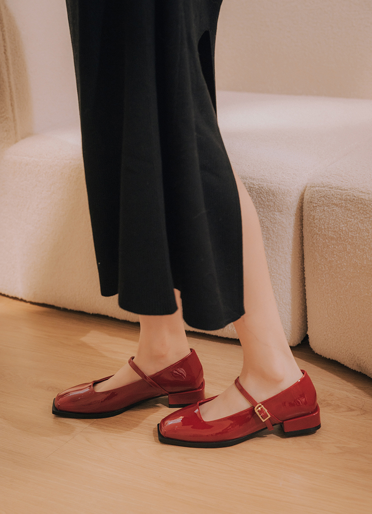 GraceGift Alice聯名 優雅芭蕾 低跟 瑪莉珍鞋 紅漆
