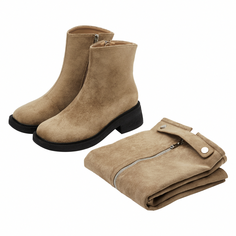 穿搭利器2way可拆式褲管堆堆長靴 卡其