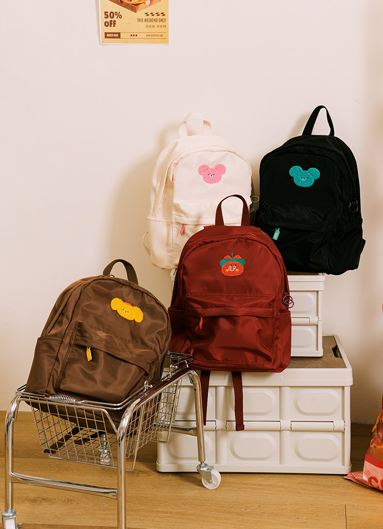 GraceGift Wasabi Bear聯名 辣椒醬熊 吊牌輕便尼龍後背包 正紅色 實拍圖