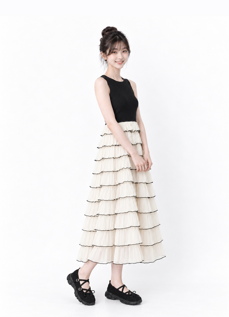GraceGift平價女鞋 蝴蝶結細帶厚底瑪莉珍芭蕾舞運動鞋黑色Balletcore交叉細帶厚底鞋