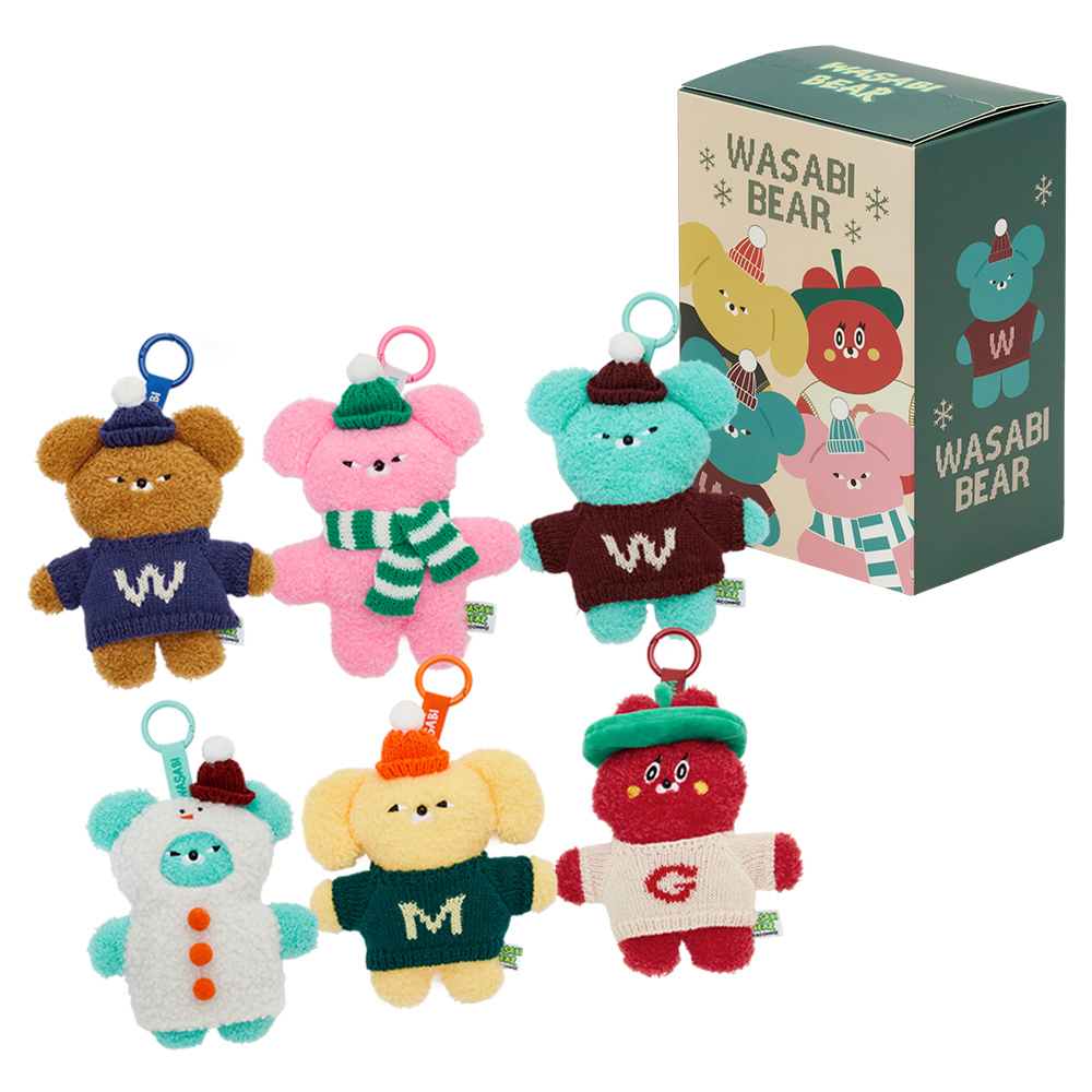 GraceGift Wasabi Bear聯名 冬裝派對毛絨玩偶吊飾鑰匙圈 盲盒