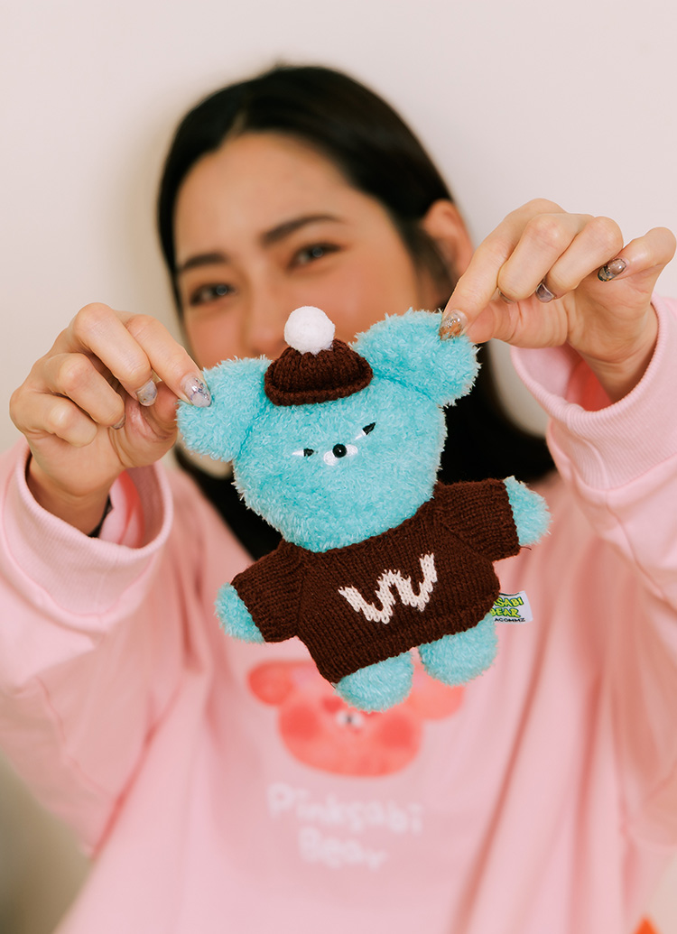 GraceGift Wasabi Bear聯名 冬裝派對毛絨玩偶吊飾鑰匙圈 一中盒