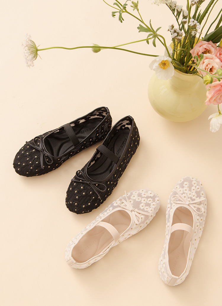 GraceGift平價女鞋 春日花園 蝴蝶結網紗 平底瑪莉珍鞋 杏色