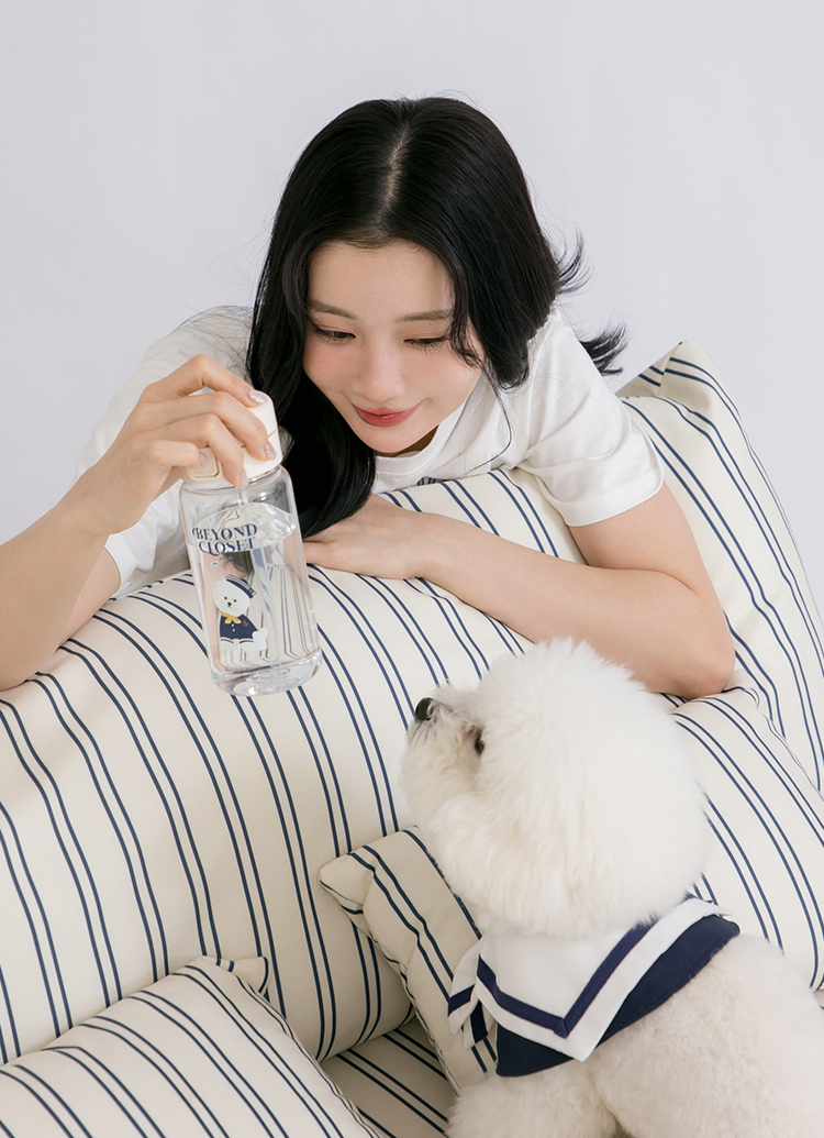 韓國Beyond Closet 貝雷帽比熊犬印花360ml冷水瓶 深藍