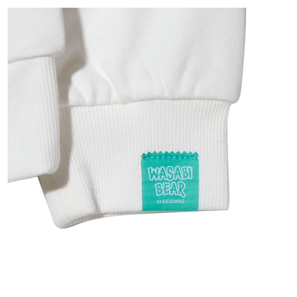 GraceGift Wasabi Bear聯名 醬友集合 拼貼印花大學T 白色 實拍圖