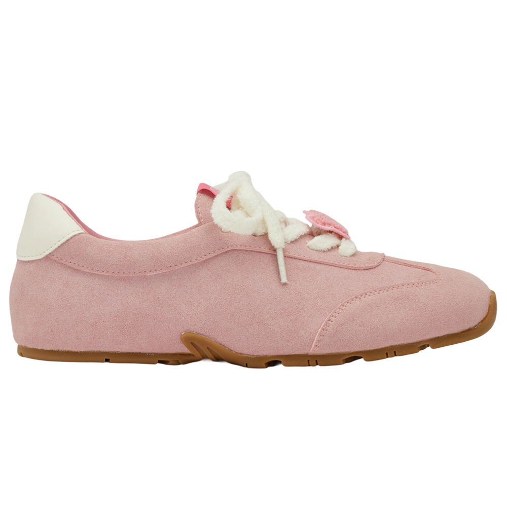 Grace Gift 平價女鞋 Wasabi Bear 聯名 粉芥末熊 休閒運動鞋 粉紅色 穿搭實拍