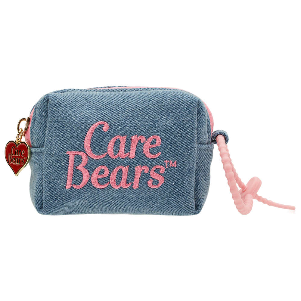 Care Bears-樂觀小熊電繡格紋吊飾零錢包 深藍