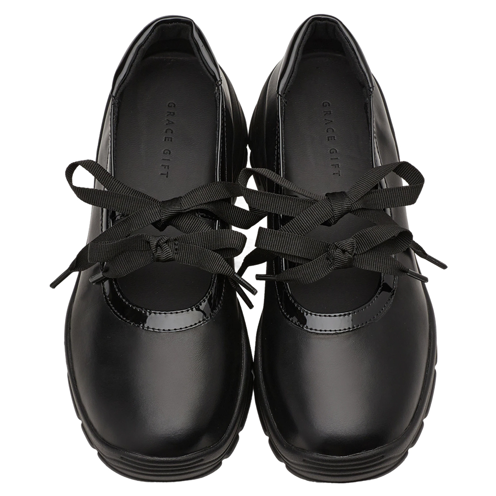 法式少女蝴蝶結輕量瑪莉珍運動鞋 黑