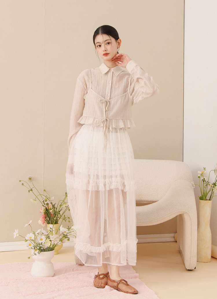 GraceGift 平價女鞋 個性網面 細閃芭蕾舞娃娃鞋 棕色 平底娃娃鞋 實拍圖