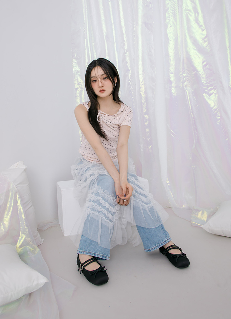 GraceGift平價女鞋 時尚秀場 方圓頭 芭蕾女伶方頭雙帶平底瑪莉珍 黑色