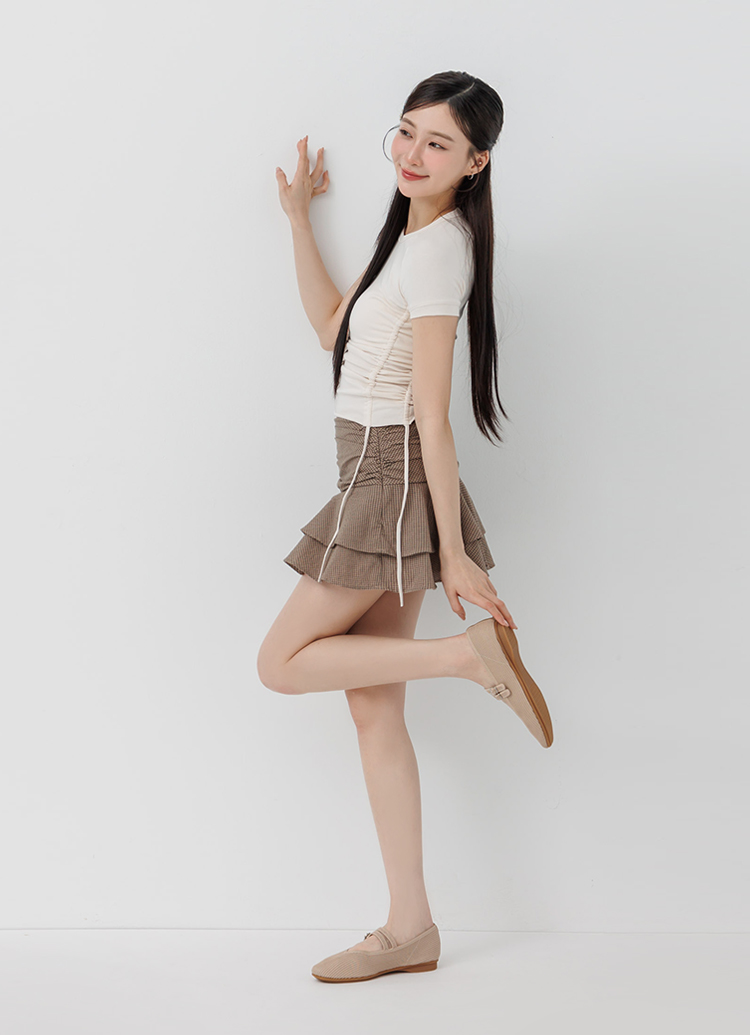 GraceGift平價女鞋 零著感柔織雙帶平底瑪莉珍鞋 米白