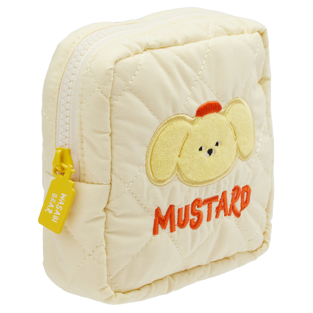 GraceGift Wasabi Bear聯名 黃芥末熊 格紋鋪棉收納包 粉色 實拍圖