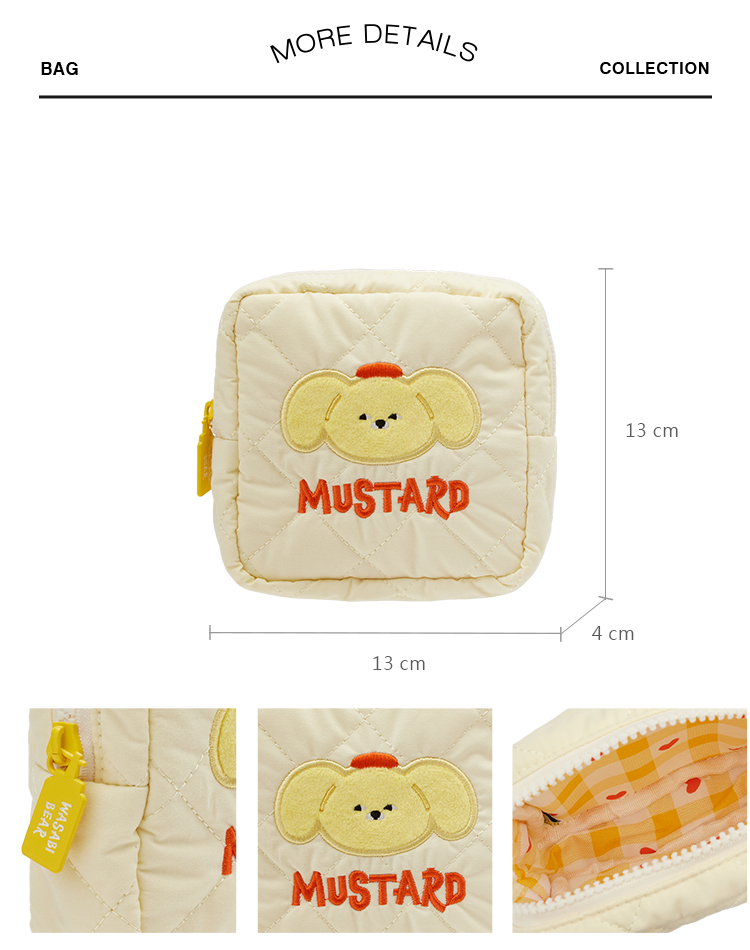 GraceGift Wasabi Bear聯名 黃芥末熊 格紋鋪棉收納包 粉色 實拍圖