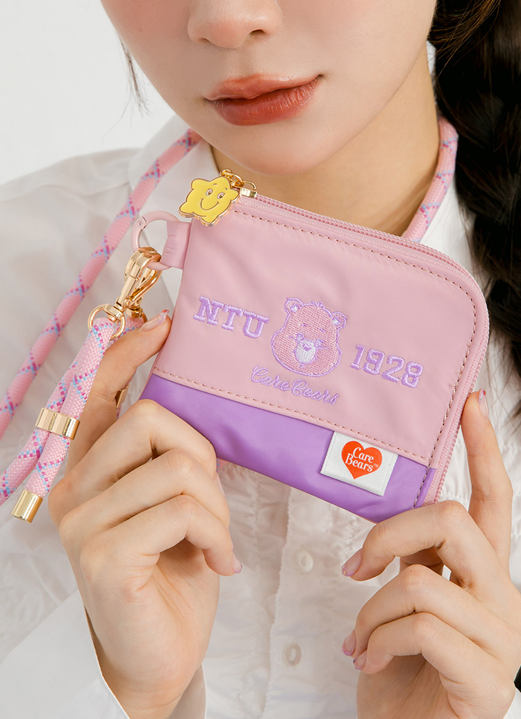 GraceGift Care Bears聯名 NTU 樂觀小熊 收納零錢包 粉紅色 實拍圖