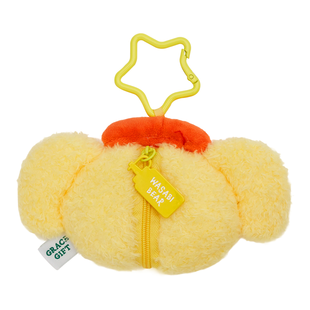 GraceGift Wasabi Bear聯名 黃芥末熊 絨毛星星吊飾飲料提袋 隨行包 黃色