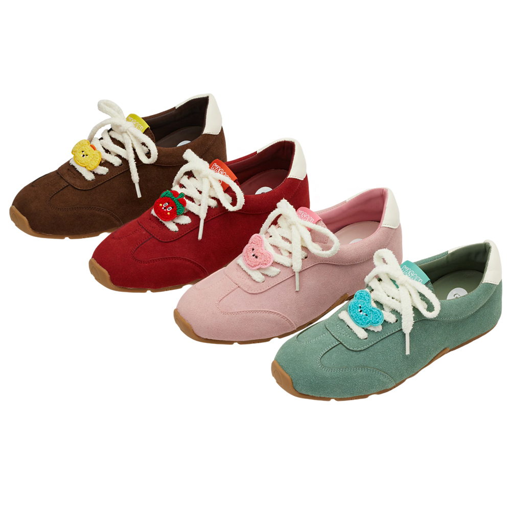 Grace Gift 平價女鞋 Wasabi Bear 聯名 粉芥末熊 休閒運動鞋 粉紅色 穿搭實拍