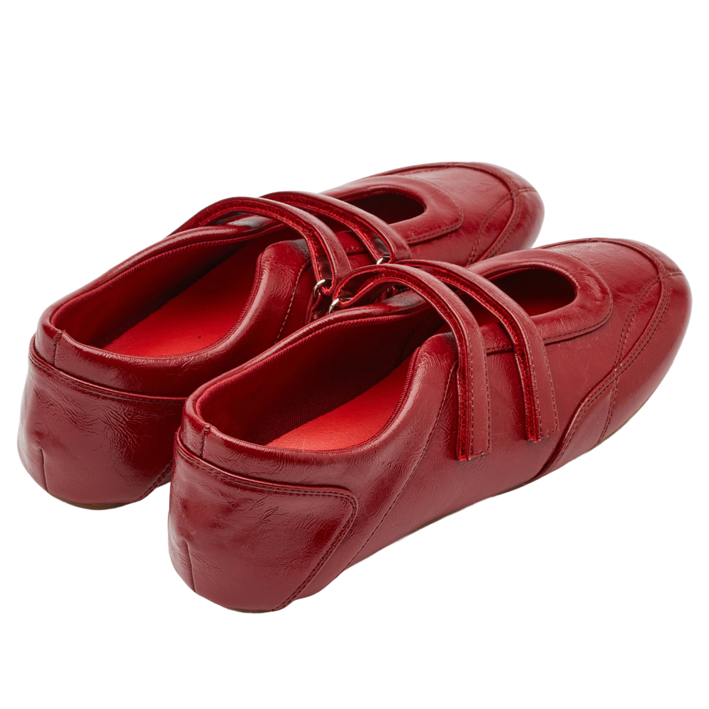 輕盈革命魔鬼氈雙帶內增高瑪莉珍運動鞋 紅