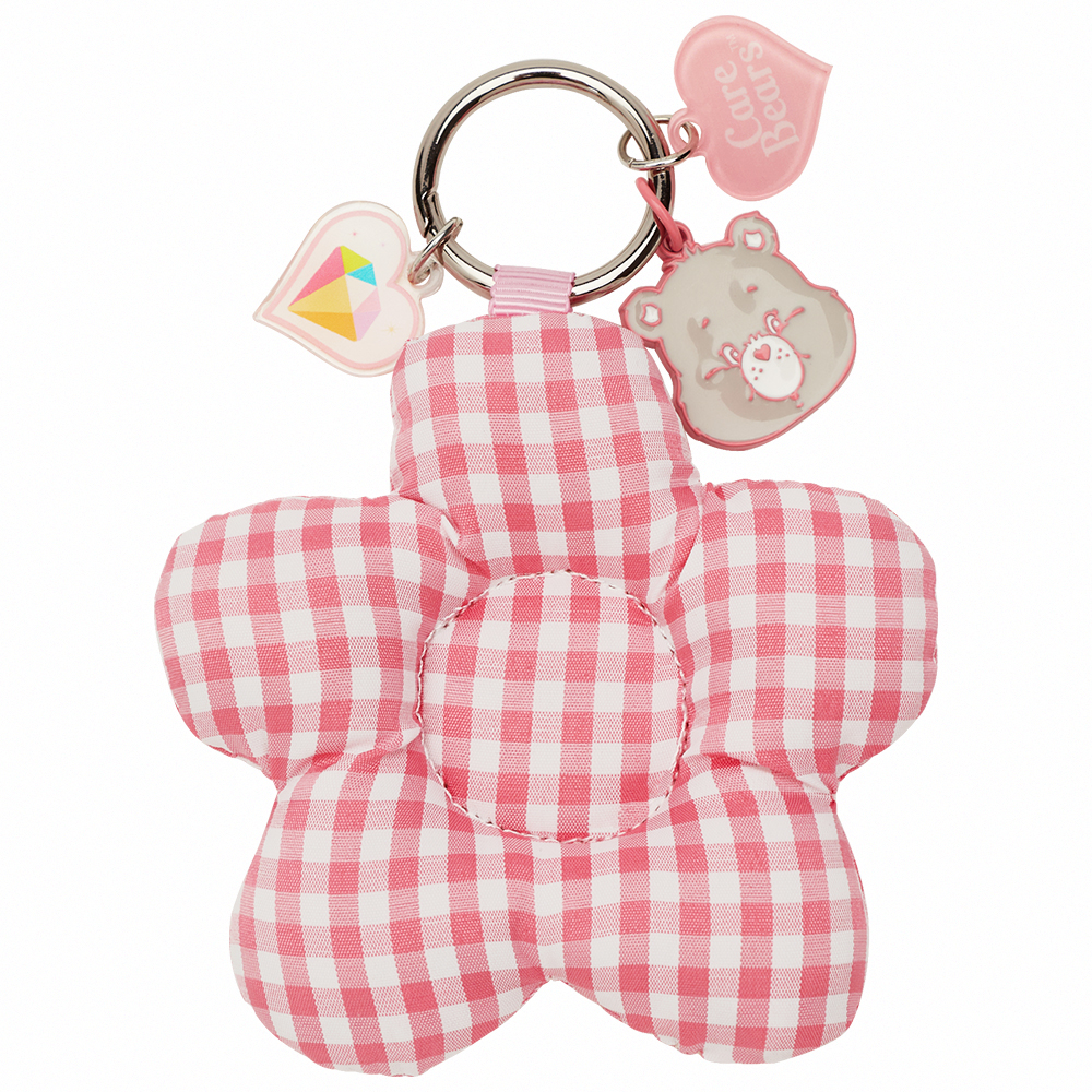 GraceGift CareBears聯名 鑽石小熊 Blossom系列 鋪棉小花鑰匙圈 粉紅