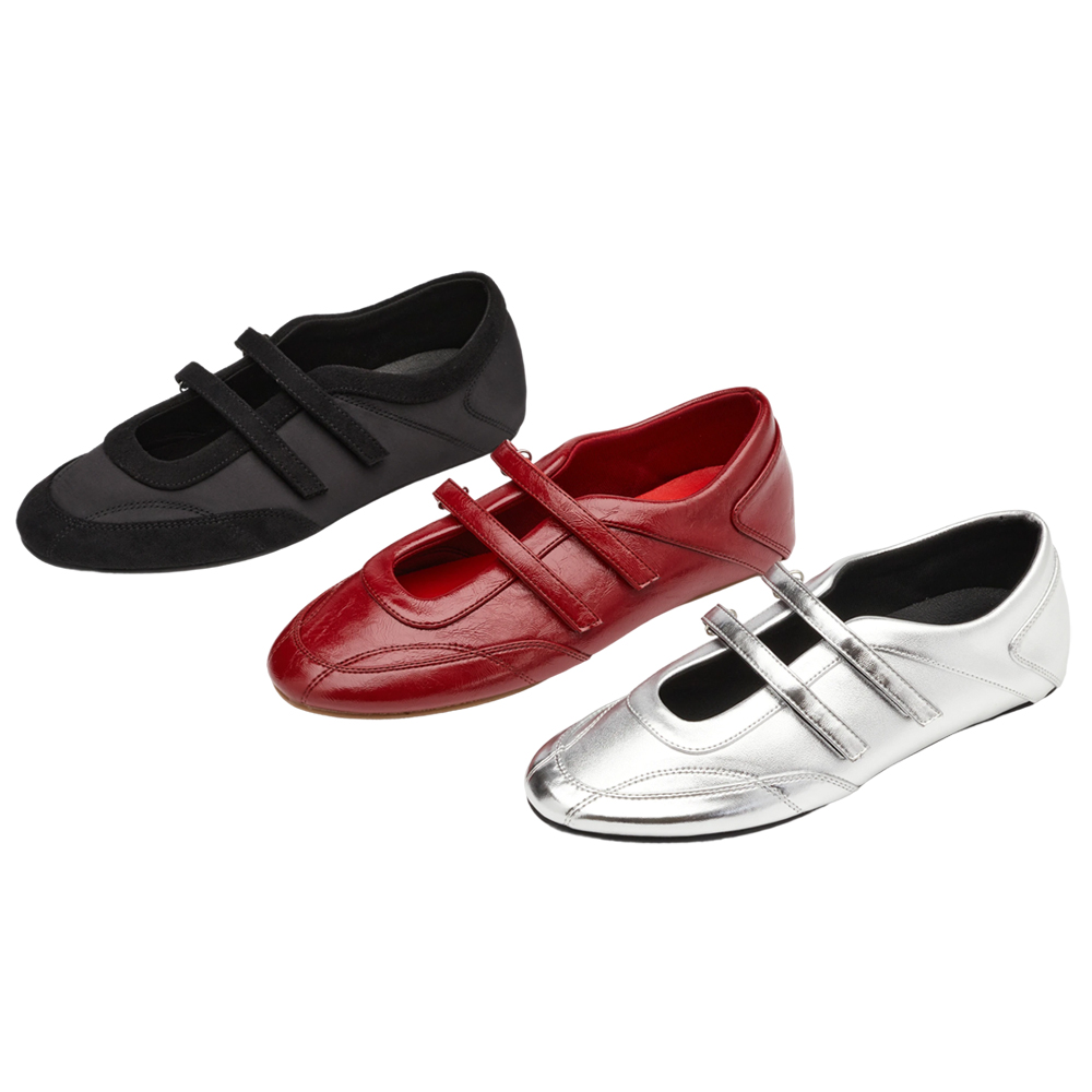 輕盈革命魔鬼氈雙帶內增高瑪莉珍運動鞋 紅