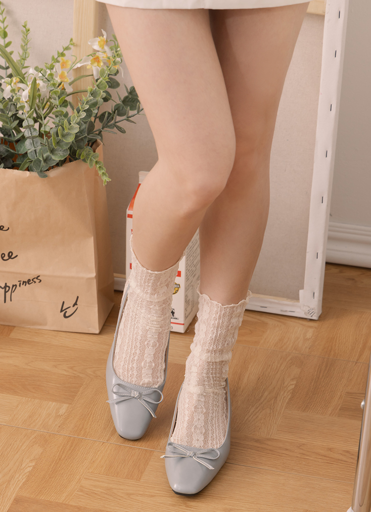 GraceGift平價女鞋 時尚秀場 方頭 韓系清新蝴蝶結後空跟鞋 藍灰色