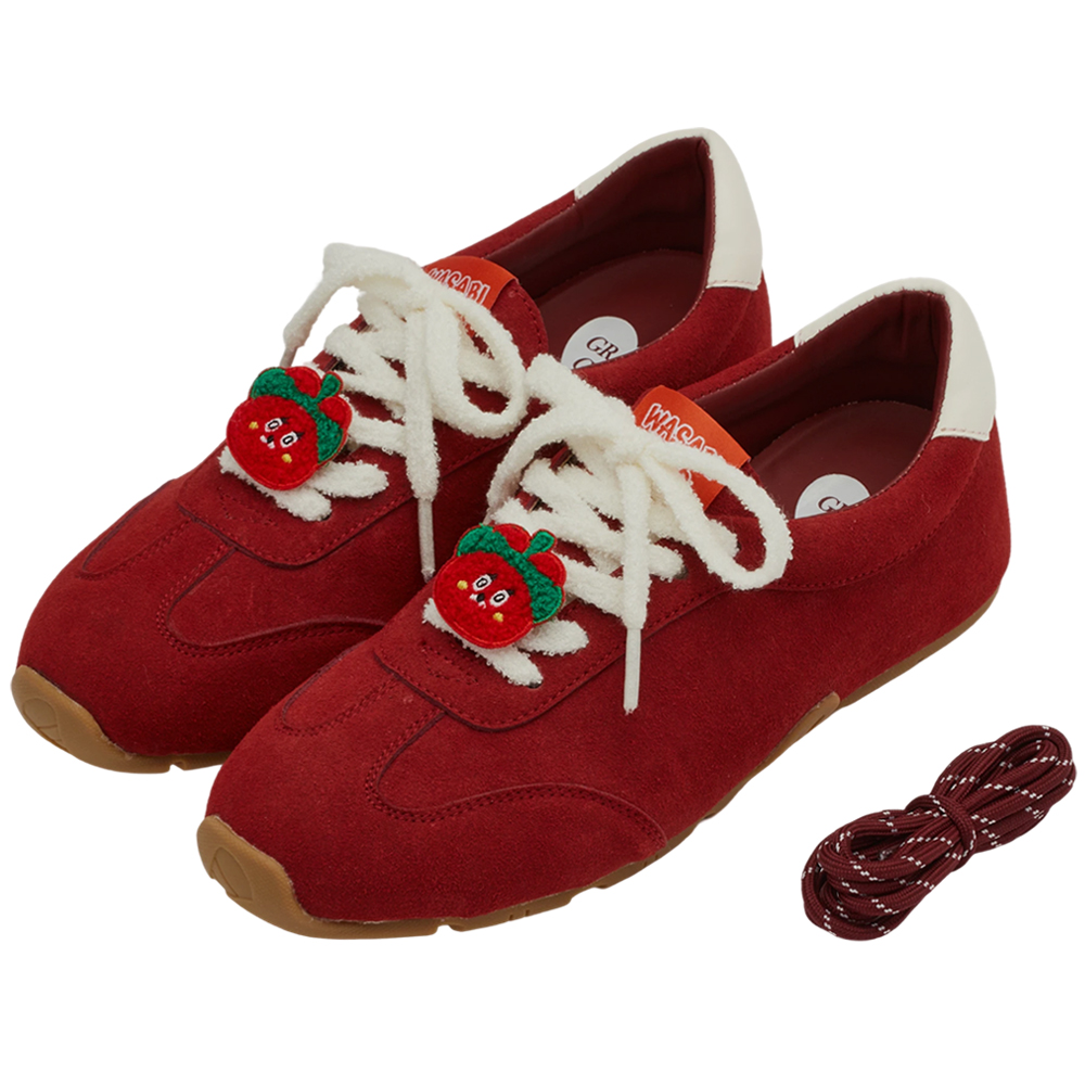 Grace Gift 平價女鞋 Wasabi Bear 聯名 辣椒醬熊 休閒運動鞋 深紅色 穿搭實拍