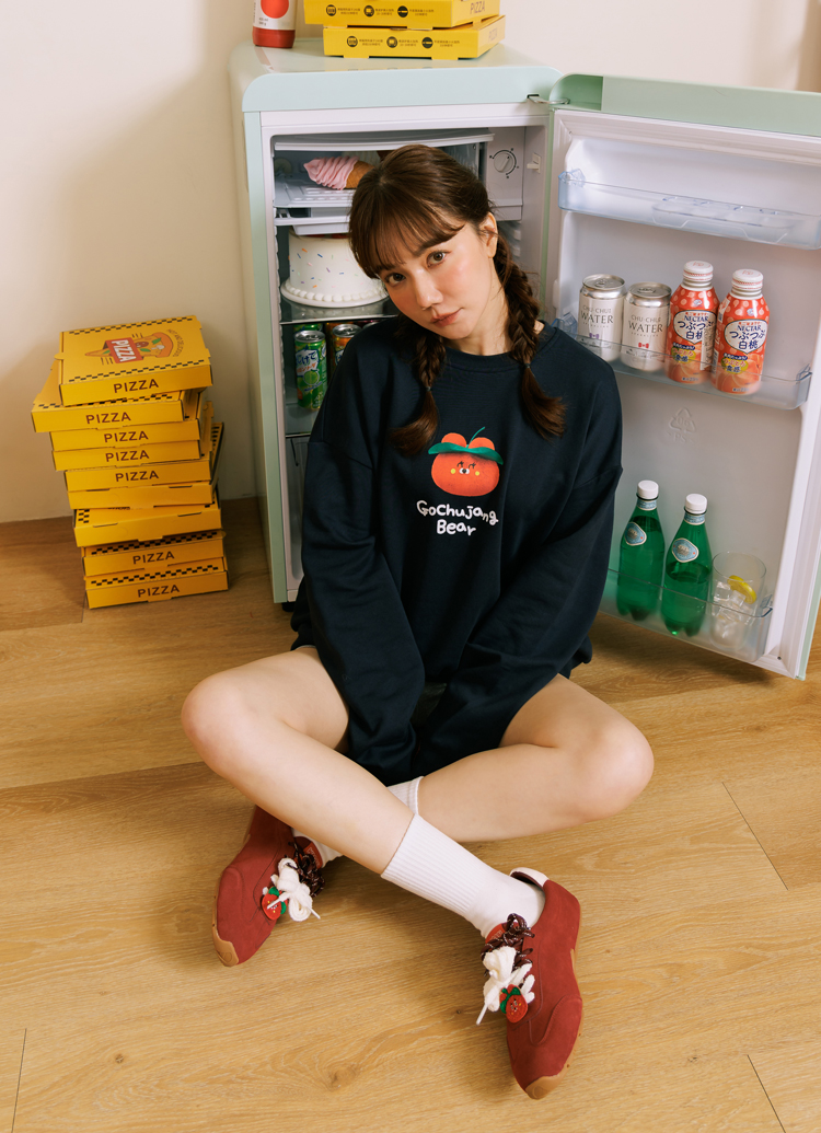 Grace Gift 平價女鞋 Wasabi Bear 聯名 辣椒醬熊 休閒運動鞋 深紅色 穿搭實拍