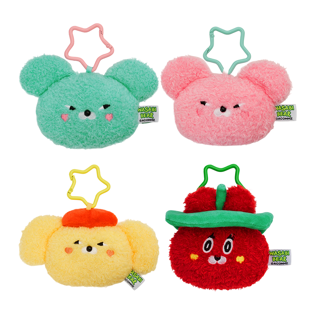 GraceGift Wasabi Bear聯名 芥末熊 絨毛星星吊飾飲料提袋 隨行包 藍綠色