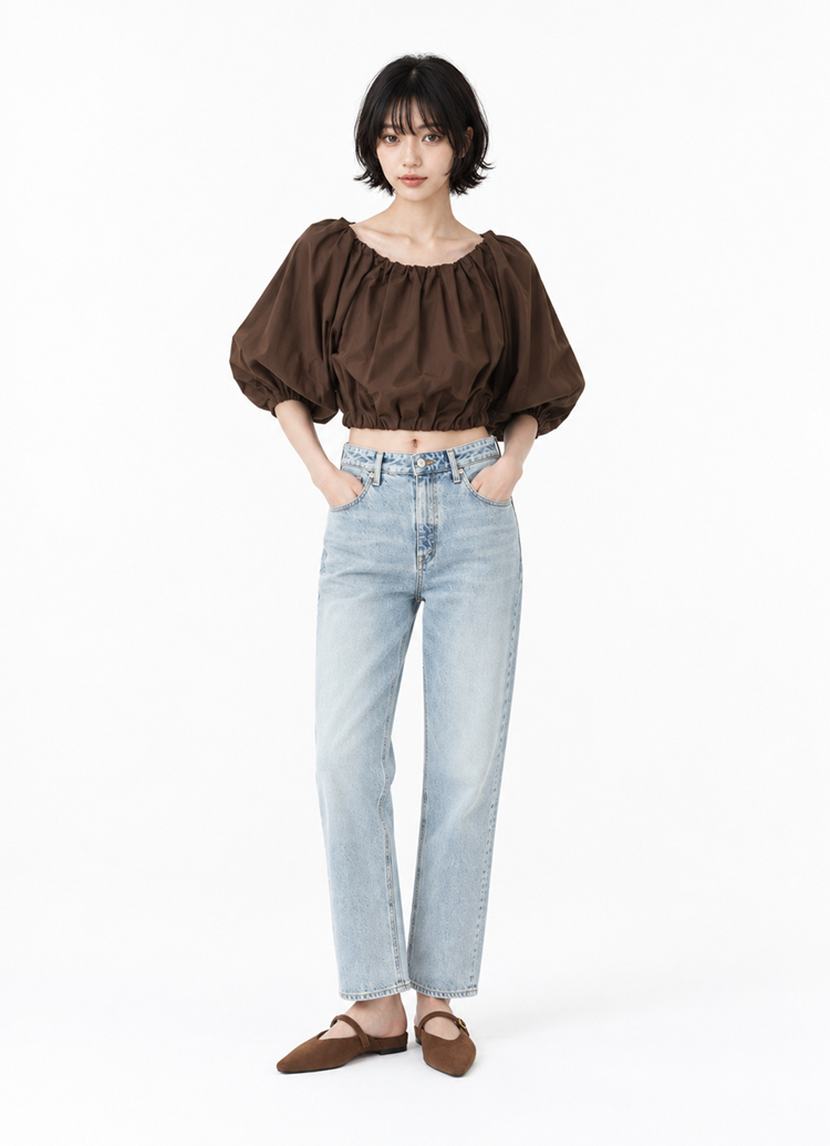 GraceGift平價女鞋 韓系俐落美型尖頭穆勒鞋 棕色