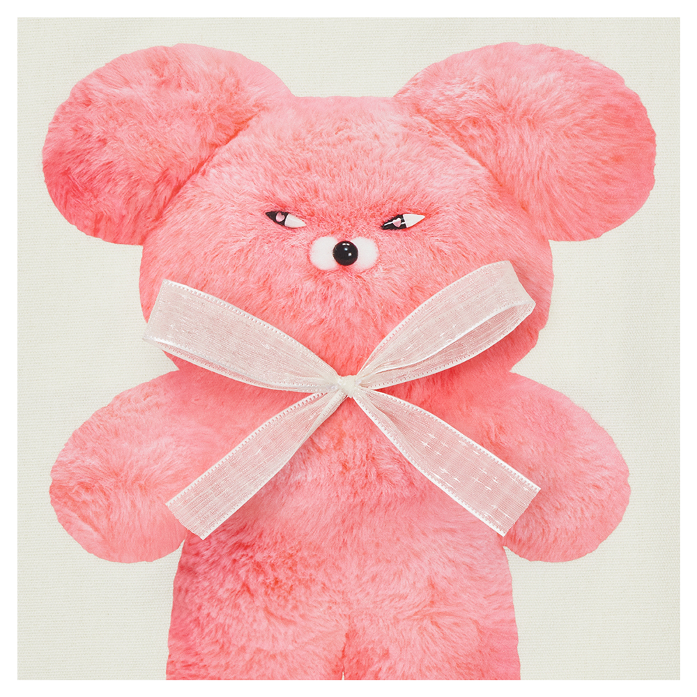 GraceGift Wasabi Bear聯名 粉芥末熊 立體蝴蝶結印花日常帆布包 粉色 實拍圖