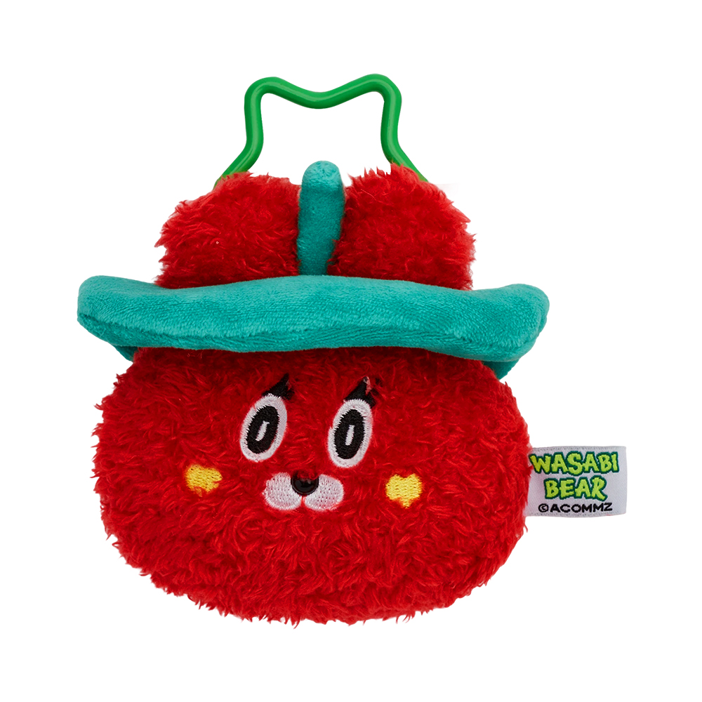GraceGift Wasabi Bear聯名 辣椒醬熊 絨毛星星吊飾飲料提袋 隨行包 正紅色