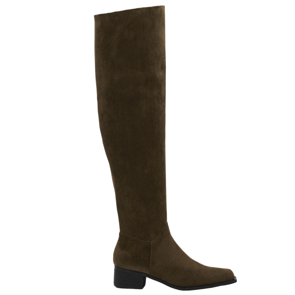 溫柔歐膩3way絨布過膝堆堆長靴 駝